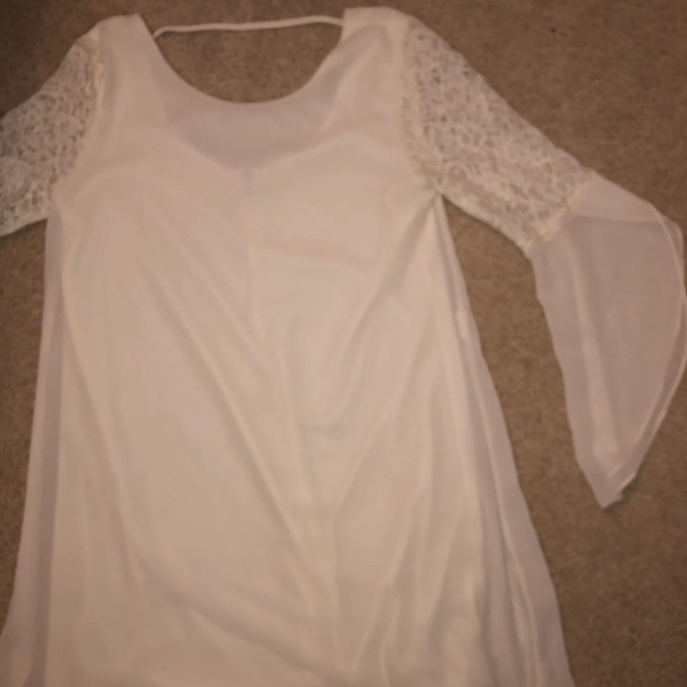 Mid length shift dress with bell sleeves